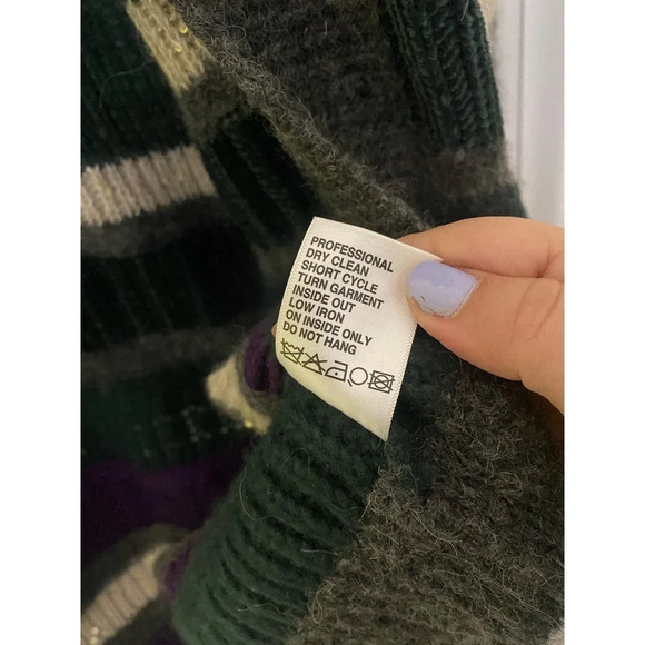 Per Se Wool Blend Open Front Striped Cardigan - Picture 5 of 6